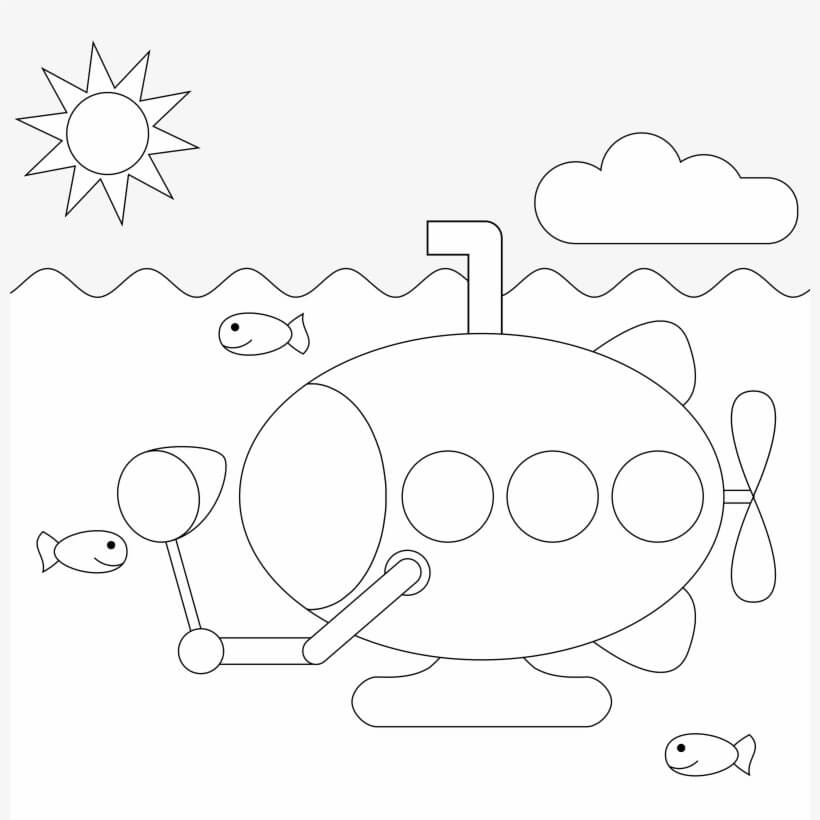 Dibujo Submarino Imprimible Para Imprimir Y Colorear